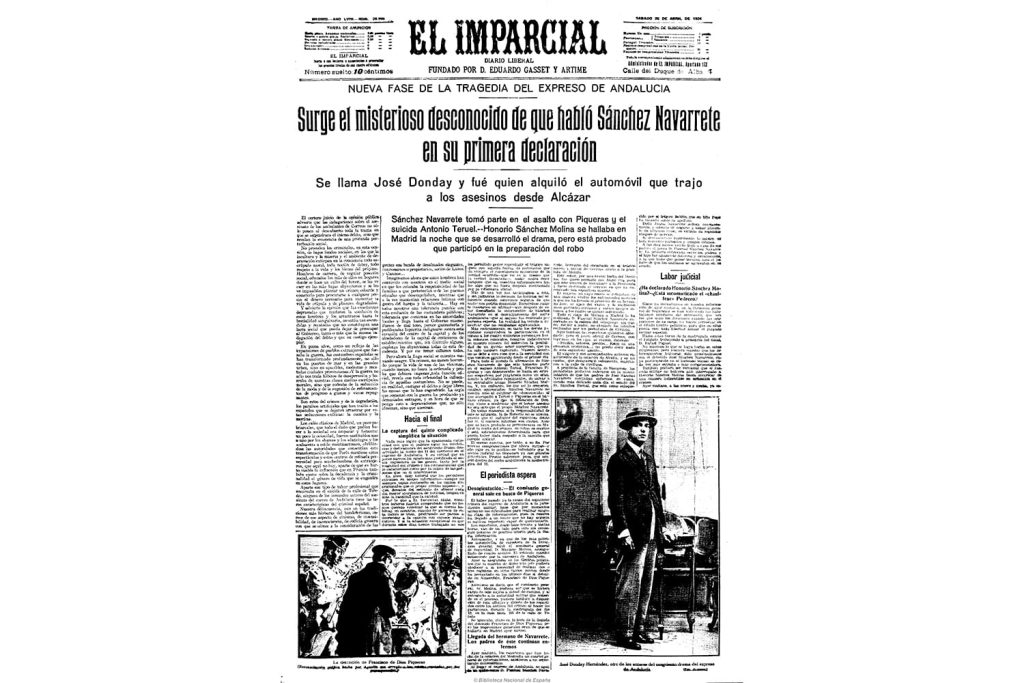 Portada del periódico El Imparcial del 26 de abril de 1924