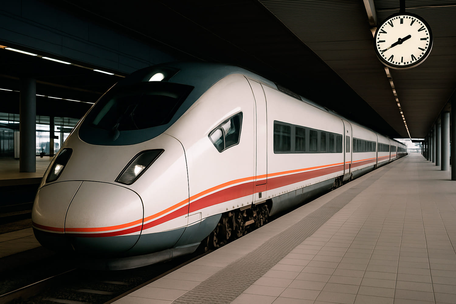 un tren de alta velocidad detenido en una estación