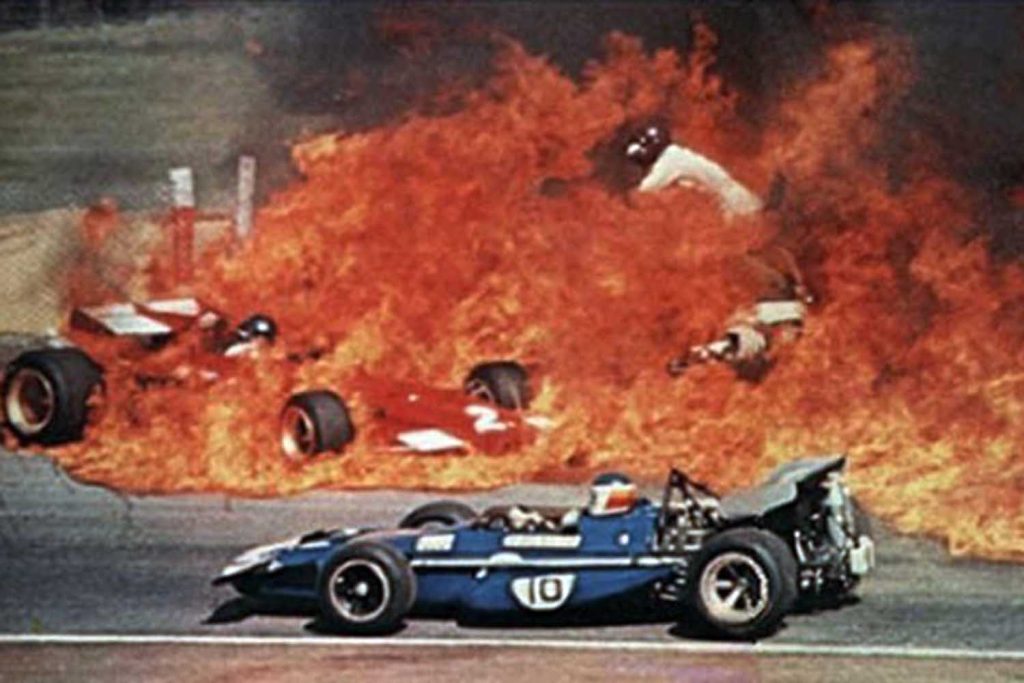 Accidente con incendio protagonizado por Jacky Ickx y Jackie Oliver en el Gran Premio de España de Fórmula 1 de 1970